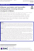 Cover page: Influenza vaccination and myocarditis among patients receiving immune checkpoint inhibitors.