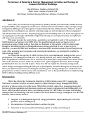 Cover page: Persistence of Behavioral Energy Management Activities and Savings in Commercial Office Buildings