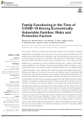 Cover page: Family Functioning in the Time of COVID-19 Among Economically Vulnerable Families: Risks and Protective Factors