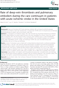 Cover page: Rate of deep-vein thrombosis and pulmonary embolism during the care continuum in patients with acute ischemic stroke in the United States