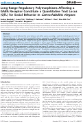 Cover page: Long-Range Regulatory Polymorphisms Affecting a GABA Receptor Constitute a Quantitative Trait Locus (QTL) for Social Behavior in Caenorhabditis elegans