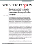 Cover page: Growth of Co2FeAl Heusler alloy thin films on Si(100) having very small Gilbert damping by Ion beam sputtering.