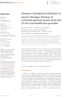 Cover page: Immune checkpoint inhibitors in cancer therapy: Review of orofacial adverse events and role of the oral healthcare provider