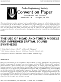 Cover page: The Use of Head-and-Torso Models for Improved Spatial Sound Synthesis