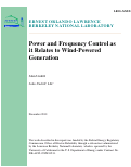 Cover page: Power and Frequency Control as it Relates to Wind-Powered Generation