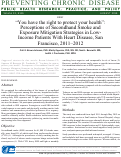 Cover page: “You have the right to protect your health”: Perceptions of Secondhand Smoke and Exposure Mitigation Strategies in Low-Income Patients With Heart Disease, San Francisco, 2011–2012