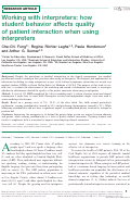 Cover page: Working with interpreters: how student behavior affects quality of patient interaction when using interpreters