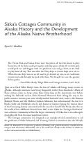 Cover page: Sitka's Cottages Community in Alaska History and the Development of the Alaska Native Brotherhood