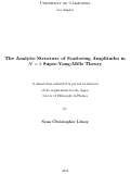 Cover page: The Analytic Structure of Scattering Amplitudes in N = 4 Super-Yang-Mills Theory