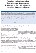 Cover page: Radiology Online: Information, Education, and Networking—A Summary of the 2012 Intersociety Committee Summer Conference