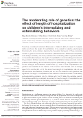 Cover page: The Moderating Role of Genetics: The Effect of Length of Hospitalization on Children’s Internalizing and Externalizing Behaviors