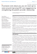 Cover page: If someone cares about you, you are more apt to come around: improving HIV care engagement by strengthening the patient–provider relationship