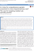 Cover page: Is it time for comprehensive geriatric assessment to move beyond primary care? The case for targeting medical sub-specialty practice.