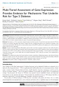 Cover page: Multi-Tiered Assessment of Gene Expression Provides Evidence for Mechanisms That Underlie Risk for Type 2 Diabetes