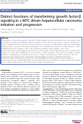 Cover page: Distinct functions of transforming growth factor-β signaling in c-MYC driven hepatocellular carcinoma initiation and progression