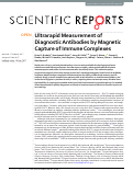 Cover page: Ultrarapid Measurement of Diagnostic Antibodies by Magnetic Capture of Immune Complexes