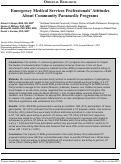 Cover page: Emergency Medical Services Professionals’ Attitudes About Community Paramedic Programs