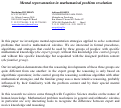 Cover page: Mental representation in mathematical problem resolution