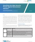 Cover page: How Risky Are Cyber Security Threats Against Autonomous Vehicles?