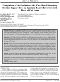 Cover page: Comparison of the Evaluations of a Case-Based Reasoning Decision Support Tool by Expert Reviewers with those of End Users