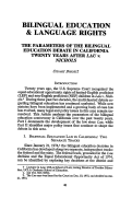 Cover page: The Parameters of the Bilingual Education Debate in California Twenty Years after <em>Lau v. Nichols</em>