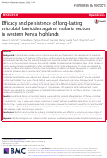 Cover page: Efficacy and persistence of long-lasting microbial larvicides against malaria vectors in western Kenya highlands.