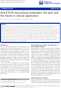 Cover page: Anti-CTLA4 monoclonal antibodies: the past and the future in clinical application.