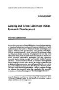 Cover page: Gaming and Recent American Indian Economic Development