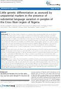 Cover page: Little genetic differentiation as assessed by uniparental markers in the presence of substantial language variation in peoples of the Cross River region of Nigeria