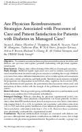 Cover page: Are Physician Reimbursement Strategies Associated with Processes of Care and Patient Satisfaction for Patients with Diabetes in Managed Care?