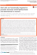 Cover page: Glial cells are functionally impaired in juvenile neuronal ceroid lipofuscinosis and detrimental to neurons