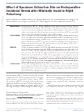 Cover page: Effect of Specimen Extraction Site on Postoperative Incisional Hernia after Minimally Invasive Right Colectomy.