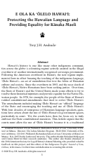 Cover page: E OLA KA ‘ŌLELO HAWAI‘I: Protecting the Hawaiian Language and Providing Equality for Kānaka Maoli