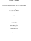 Cover page: Effects of nonlinguistic context on language production