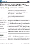 Cover page: Neonatal Multisystem Inflammatory Syndrome (MIS-N) Associated with Prenatal Maternal SARS-CoV-2: A Case Series