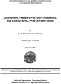 Cover page: Land Rights, Farmer Investment Incentives, and Agricultural Production in China