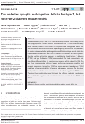 Cover page: Tau underlies synaptic and cognitive deficits for type 1, but not type 2 diabetes mouse models