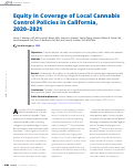 Cover page: Equity in Coverage of Local Cannabis Control Policies in California, 2020‒2021