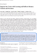 Cover page: Engram size varies with learning and reflects memory content and precision