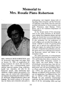 Cover page: Memorial to Mrs. Rosalie Pinto Robertson