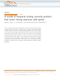 Cover page: A model of temporal scaling correctly predicts that motor timing improves with speed