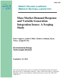 Cover page: Mass Market Demand Response and Variable Generation Integration Issues: A Scoping Study