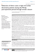 Cover page: Reduction of direct costs in high-risk lumbar discectomy patients during the 90-day post-operative period through annular closure