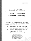 Cover page: EFFICIENCY OF EQUATIONS OF STATE FOR GASEOUS MIXTURES AT THE CRITICAL LOCUS. I. APPLICATION OF THE EQUATION OF BENEDICT, WEBB, AND RUBIN. II. FURTHER IMPROVEMENTS OF AN EQUATION OF STATE