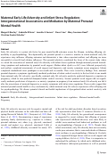 Cover page: Maternal Early Life Adversity and Infant Stress Regulation: Intergenerational Associations and Mediation by Maternal Prenatal Mental Health