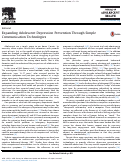 Cover page: Expanding Adolescent Depression Prevention Through Simple Communication Technologies