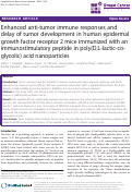 Cover page: Enhanced anti-tumor immune responses and delay of tumor development in human epidermal growth factor receptor 2 mice immunized with an immunostimulatory peptide in poly(D,L-lactic-co-glycolic) acid nanoparticles