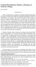 Cover page of Content Discriminatory Patents: A Response to Professor Chiang