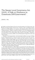 Cover page: The Navajo Local Governance Act (LGA): A Help or Hindrance to Grassroots Self-Government?