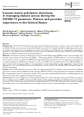 Cover page: Lessons learnt and future directions in managing dialysis access during the COVID 19 pandemic: Patient and provider experience in the United States.